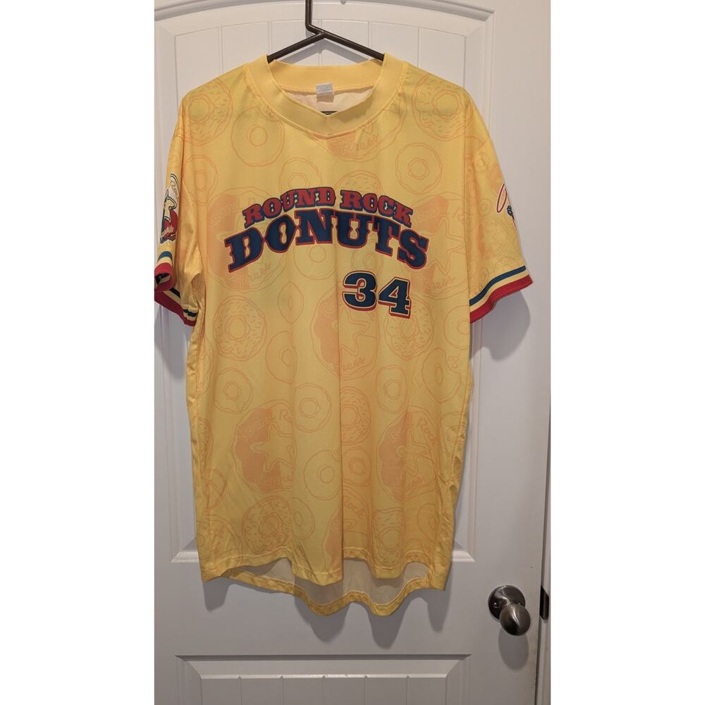 Success Brands ROUND ROCK DONUTS Express MiLB SGA Yellow Jersey (#34) XL - EUC